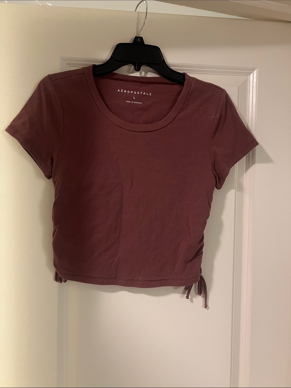 Aeropostale Mauve Short Sleeve Side-Tie Crop Top
